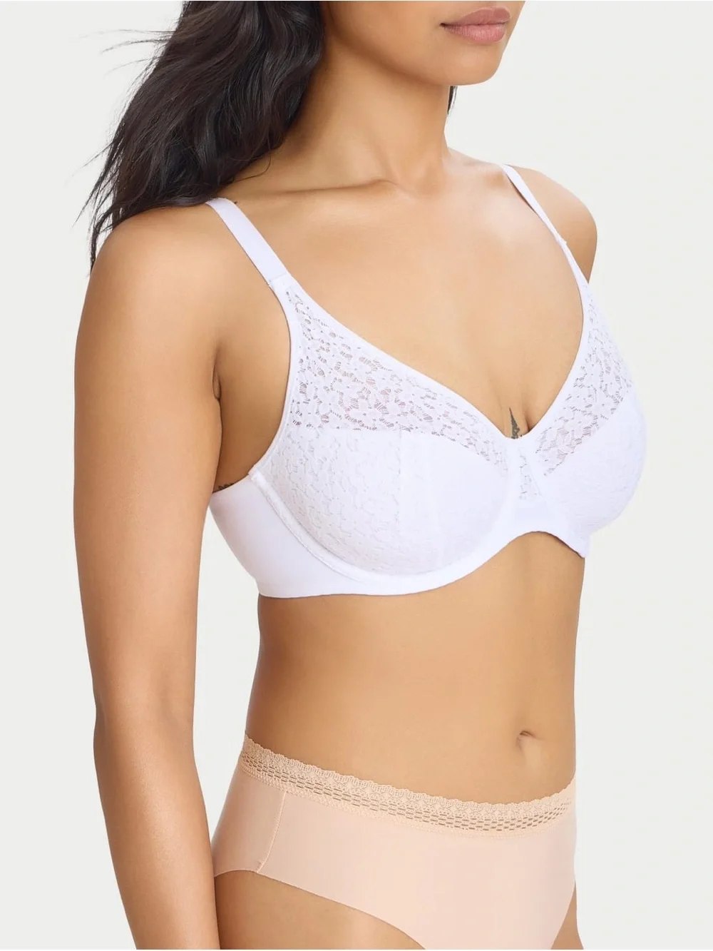 Chantelle Norah Seamless Comfort Bra 13F1 White Stretch Lace 36C NWOT Coverage